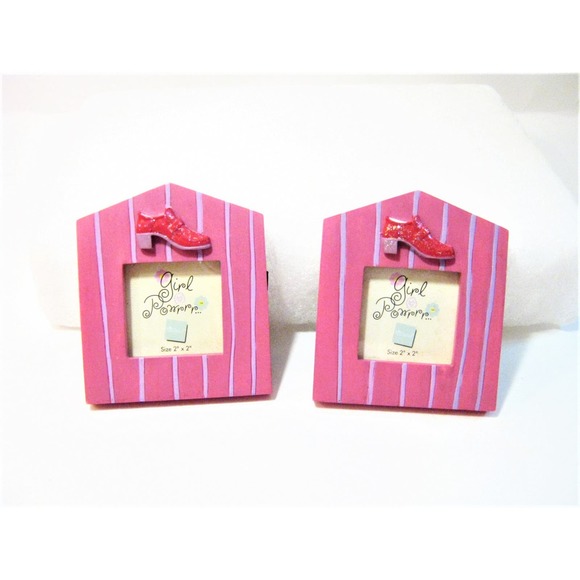 Set Pink Russ Magnetic Wallet size 2 inch Mini Photo Frames Picture Holders - Picture 1 of 5